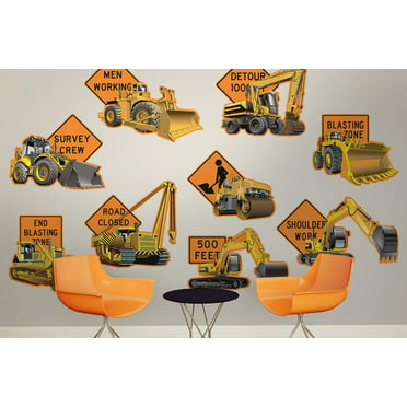 Construction Site Yellow Diggers Wall Sticker WS-45850